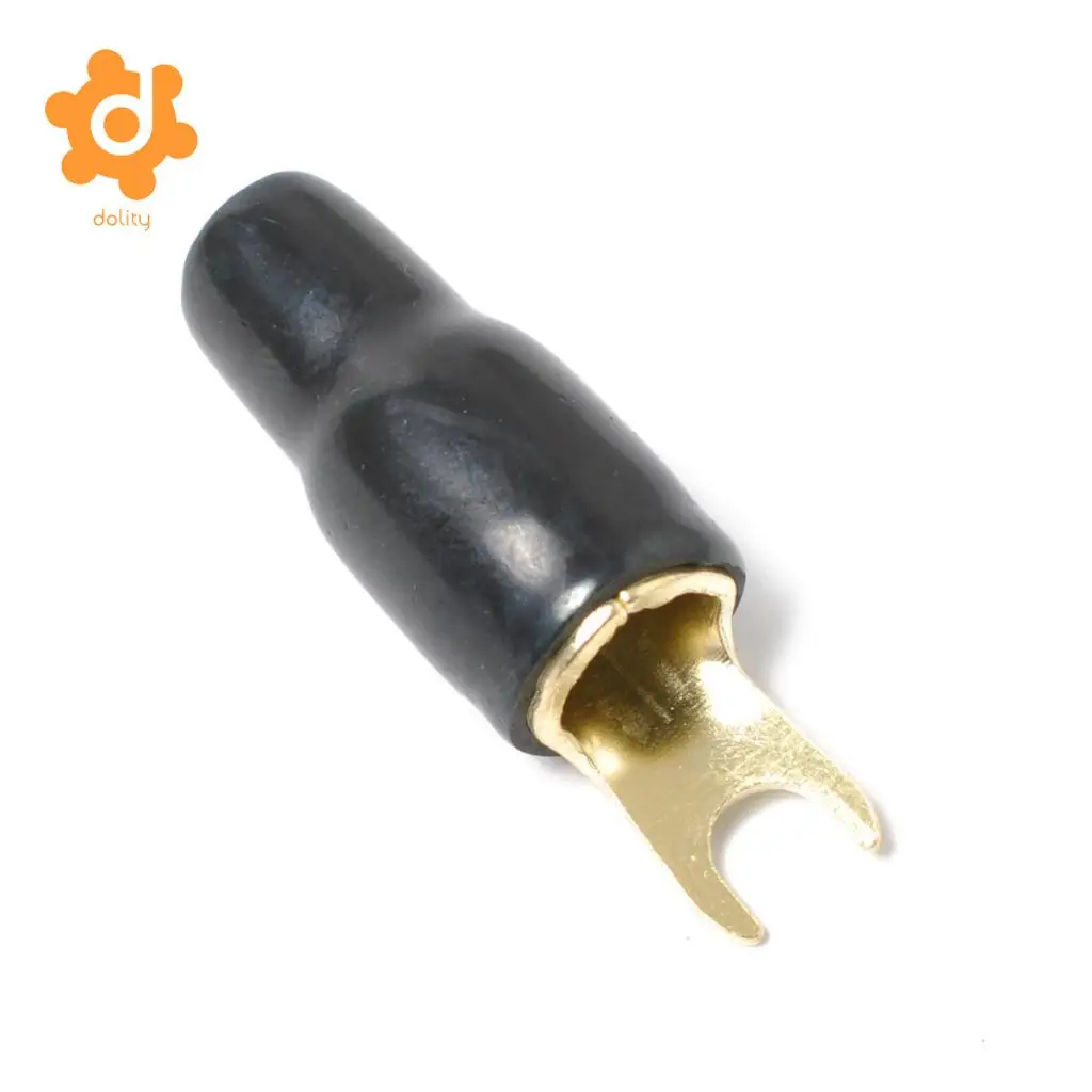 dolity 2 Pairs 4 AWG Car Audio Power Ground Wire Fork Terminal Connector Brass