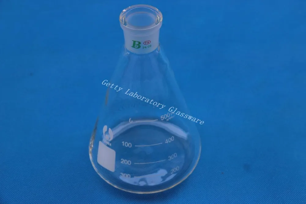 Коническая колба 500 мл Erlenmeyer с заземляющим горлышком 24/40|conical flask|erlenmeyer flaskflask 500ml |