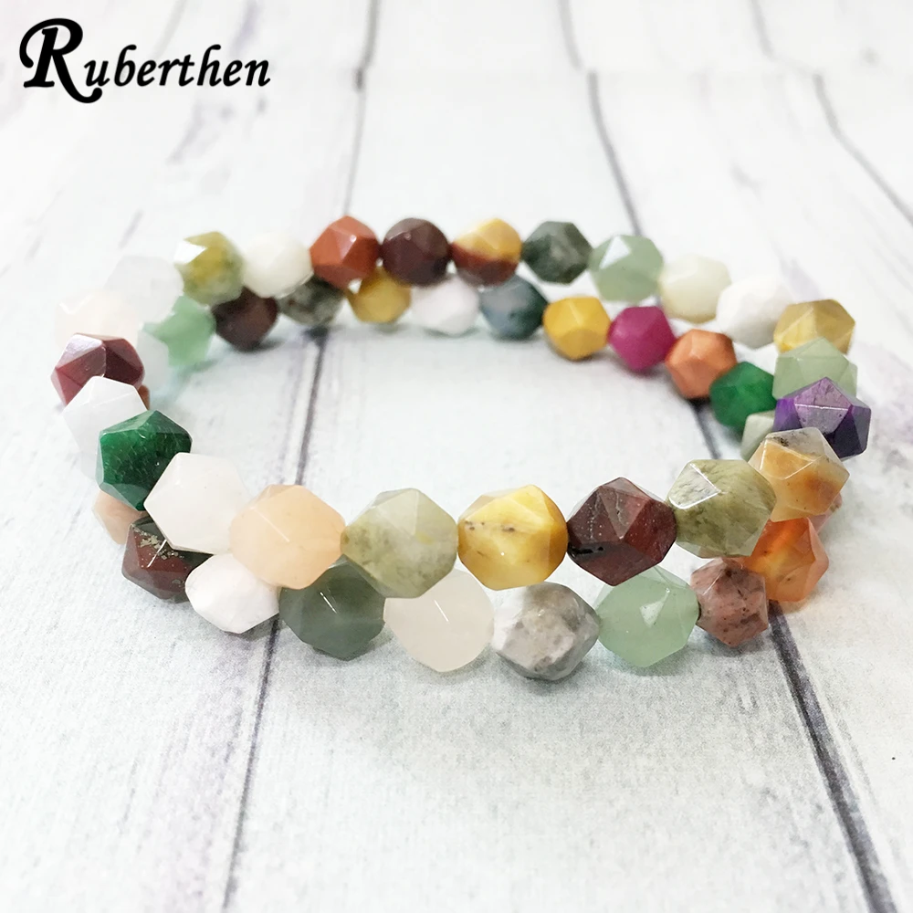 

Ruberthen Chakra Diamon d Cut Bracelet Natural Gem Stone Bracelet Fashion Design Yoga Chakra Healing Crystals Jewelry For Women