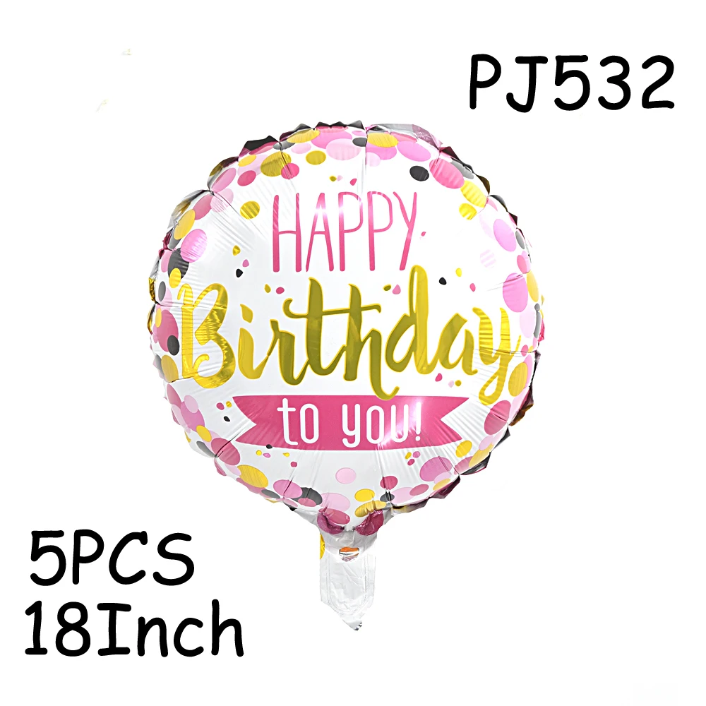 PJ532 balloons Воздушные шары с днем рождения, юбилеем, 18 дюймов, фольгированные воздушные шары для девочек или мальчиков, вечерние шары, 5 шт., гелиевые шары - Цвет: PJ532 balloons