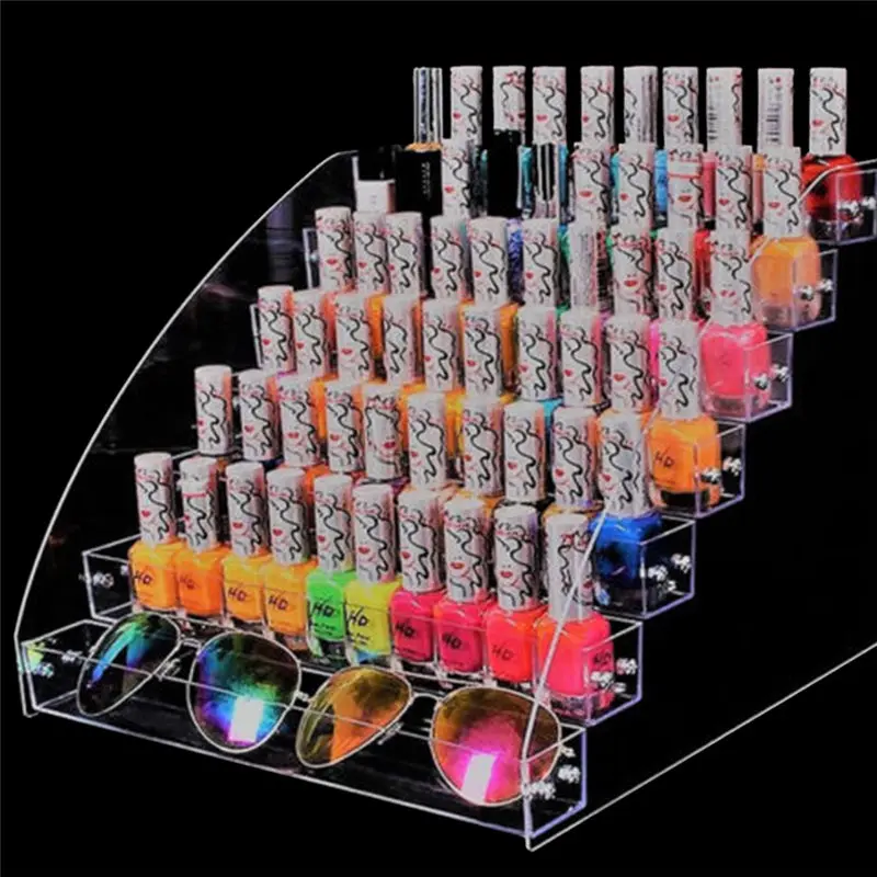 

Empty Multi-layer optional Rack Acrylic Clear Nail Polish Cosmetic Varnish Display Stand Holder Manicure Tool Organizer Storage