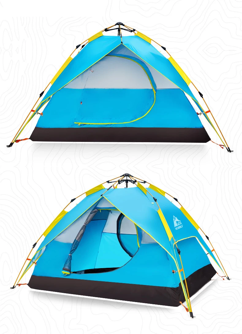 HEWOLF 3 4 Человек Семейный Туризм автоматическая палатка водонепроницаемый с серебряным покрытием ткань УФ Защита открытый кемпинг беседка палатка