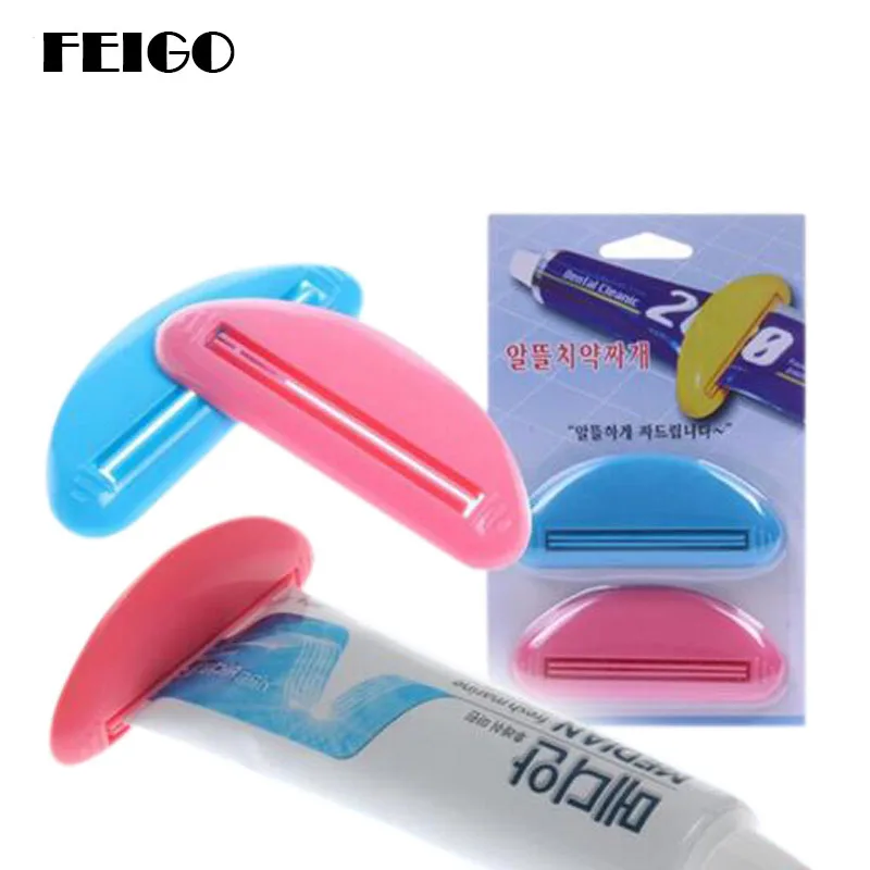 

FEIGO 2Pc Toothpaste Squeezer Squeeze Tooth Paste Tube Dispenser Toothpaste Clip Cleanser Extruder Clamps Exquisite Packing F527
