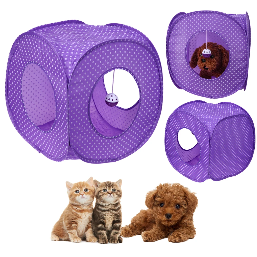 Portable Foldable Pets Tent Small Dogs Cats Rabbits House Bed Nest Fabric Indoor Outdoor Camping Tents Kennels Purple