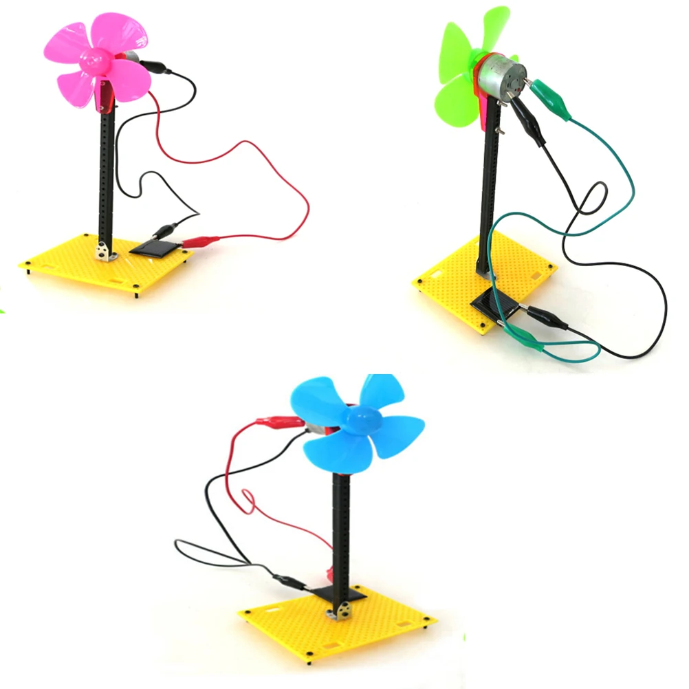 Educational Bricks Mini Fan DIY Novelty Toy Solar Energy Windmill Model