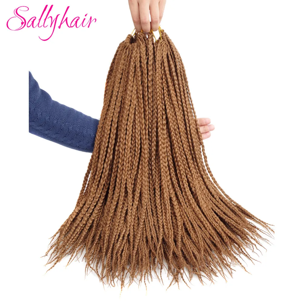 Sallyhair 18 Inches Crochet Box Braids Hair Extensions Brown Synthetic Braiding Hair Low Temperature Fiber