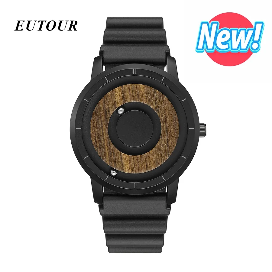 

Newest EUTOUR Minimalist Wood Dial Scaleless Magnetic Watch Men Luxury Couple Watch Sport Waterproof Men's Quartz Watches 2019