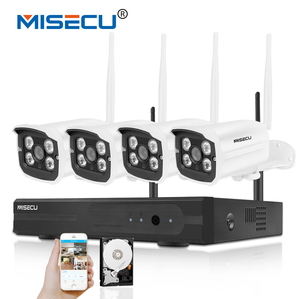 

MISECU plugplay 1080P 4CH Wireless System FHD VGA/HDMI P2P 30m Night Vision WIFI IP 1080P Camera Waterproof Motion CCTV 2TB HDD