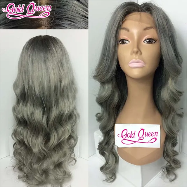Hotsale silver grey human hair wig 8A brazilian body wave full lace/lace front grey hair wigs