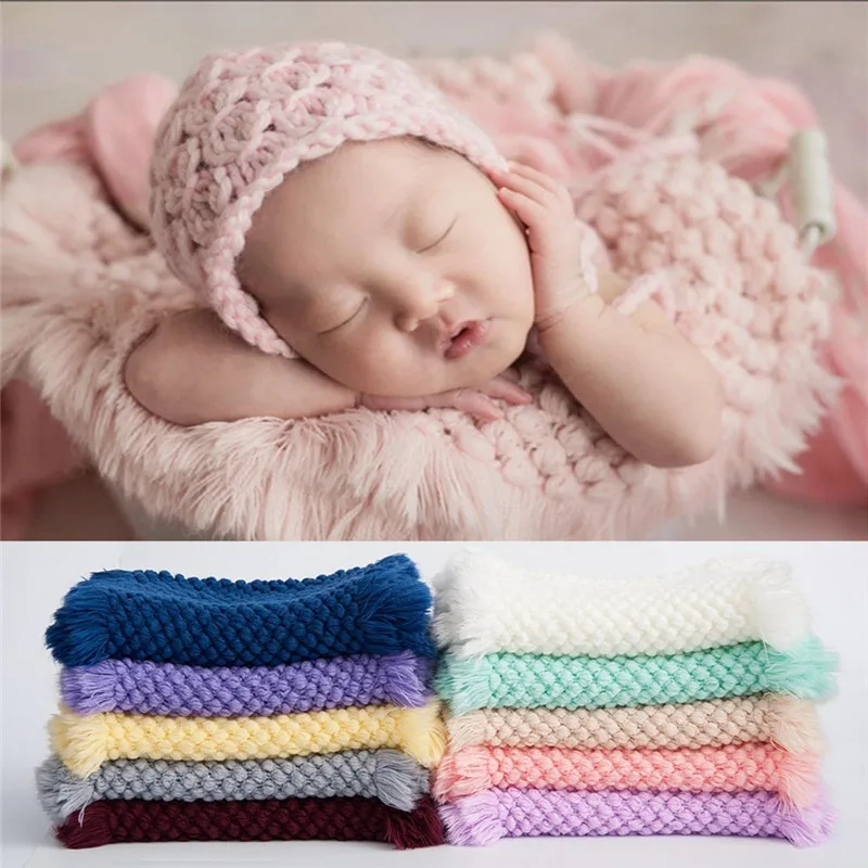 Accessoires de photographie pour nouveau-nés | Couverture tricotée, laine pour bébé, accessoires de groupe arrière Photo