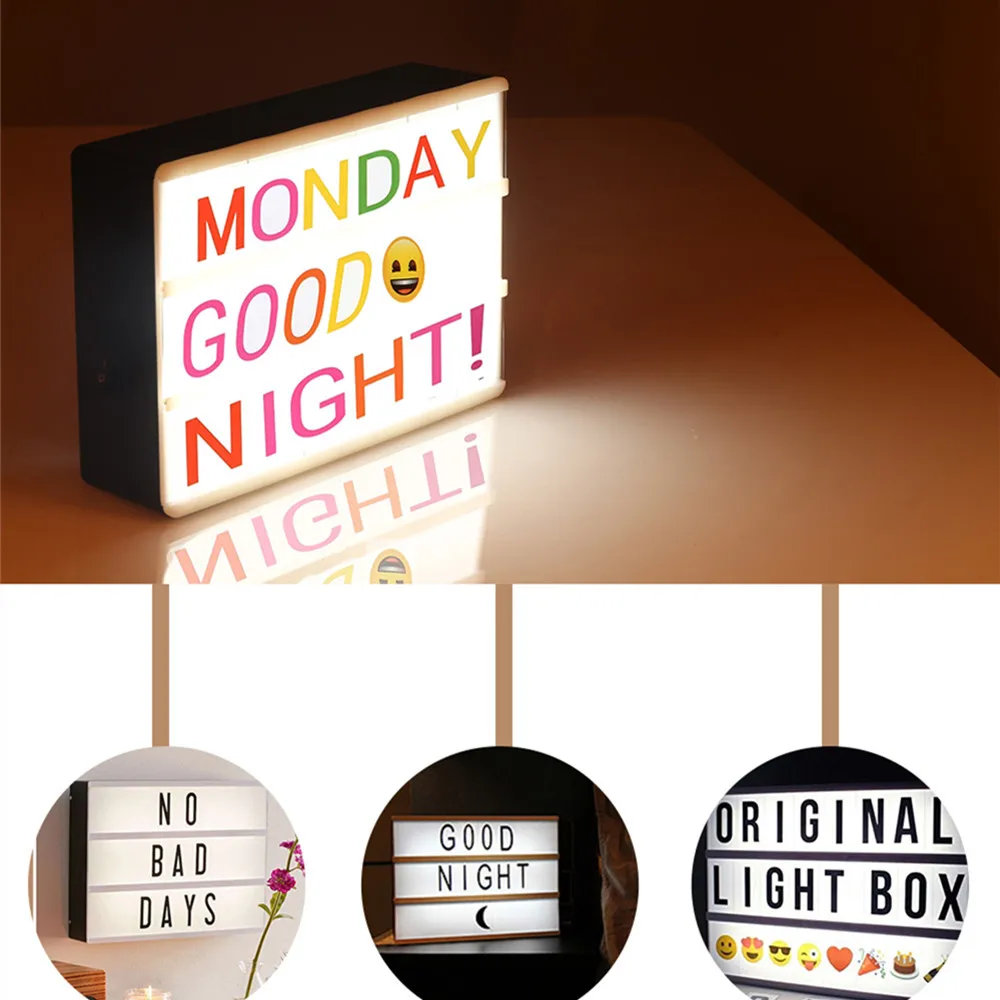 

A4 A6 LED Light Box Letters Symbols Glyphs Letter Cards Garden Ornaments Emoji Numbers Black & Colorful Cinema Light 2018 New