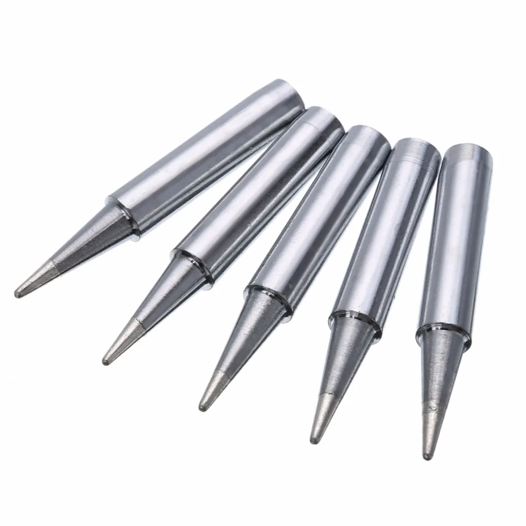 5pcs Silver 900M-T-B Oxygen Free Copper Soldering Solder Iron Tips Set For 936/937/938/969 Soldering Station