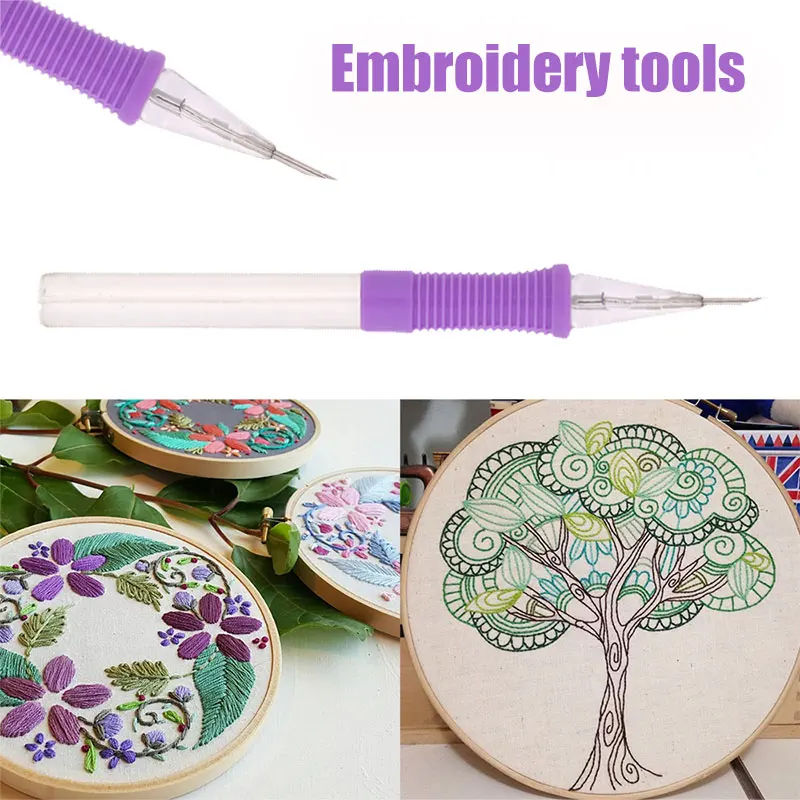 

Plastic Punch Needle Painting Weaving Tool Stitching Durable Picture Crafts Textiles Magic Embroidery Pen Convenient Linens Diy