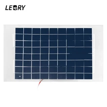 LEORY 10W 12V PolyCrystalline Solar Panel DIY Solar Cells Module Epoxy Resin With Block Diode 2 Alligator Clips 4m Cable