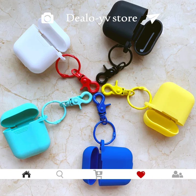 

TPU Silicone Bluetooth Wireless Earphone Case For AirPods Protective Cover Skin Accessories Charging Box Keychain luxury Simple