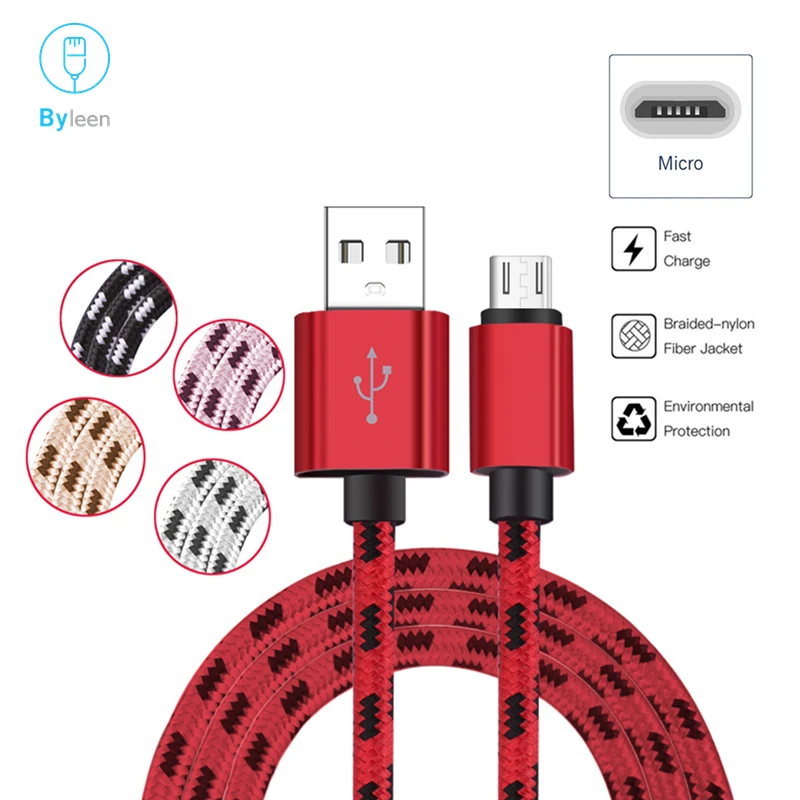 Быстрое зарядное устройство Byleen Micro USB 0 25 1 2 3 м линия для Xiaomi Redmi 4 5 s Microsoft Lumia 640 XL 850