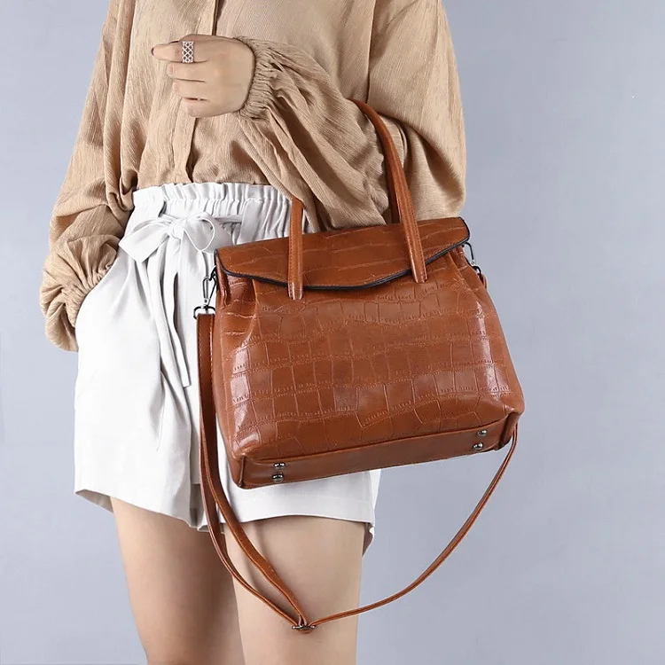 MJ Women Handbag Alligator PU Leather Shoulder Bag Female Large Capacity Top-Handle Bags Luxury PU Leather Tote Messenger Bag (341)