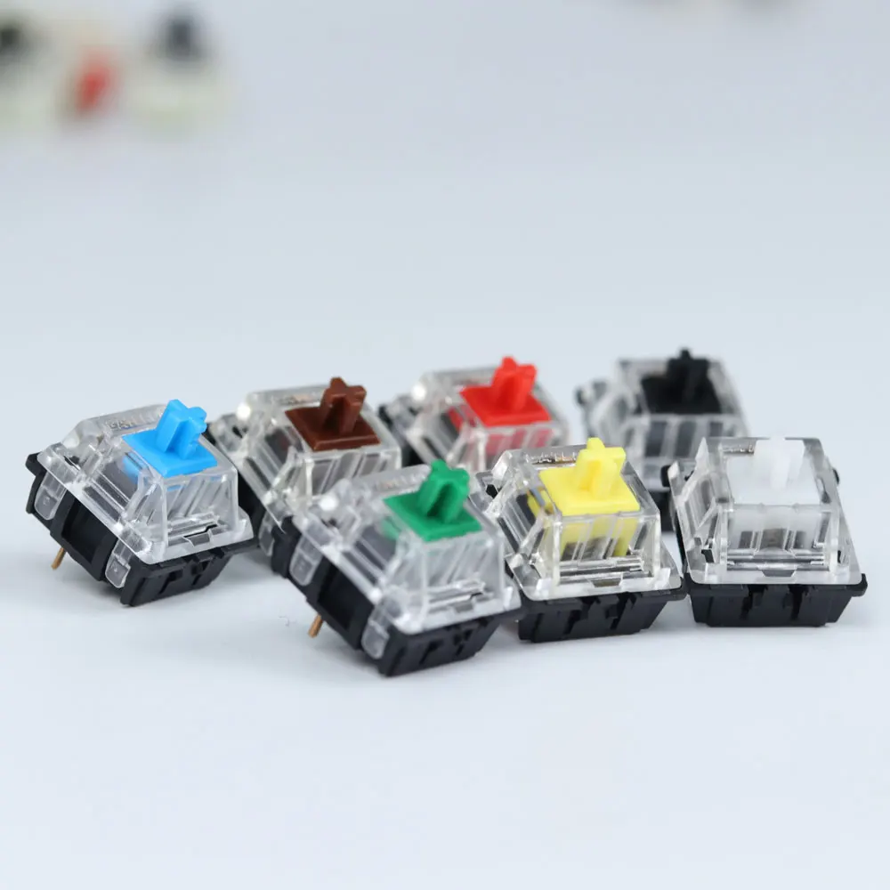 Переключатель Gateron mx 3 pin и 5 прозрачный чехол зеленые коричневые синие