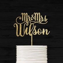 Персонализированные Свадебный торт Топпер, пользовательское имя торт Топпер для свадьбы помолвки, Mr и Mrs торт Топпер украшения поставки