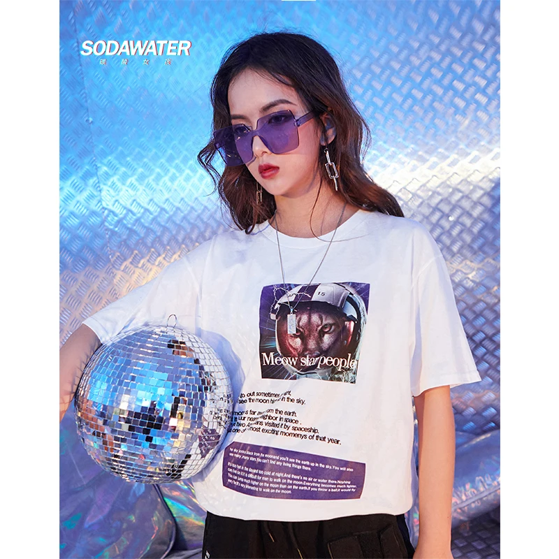 SODAWATER/2019 женская футболка с короткими рукавами и круглым вырезом хлопковая