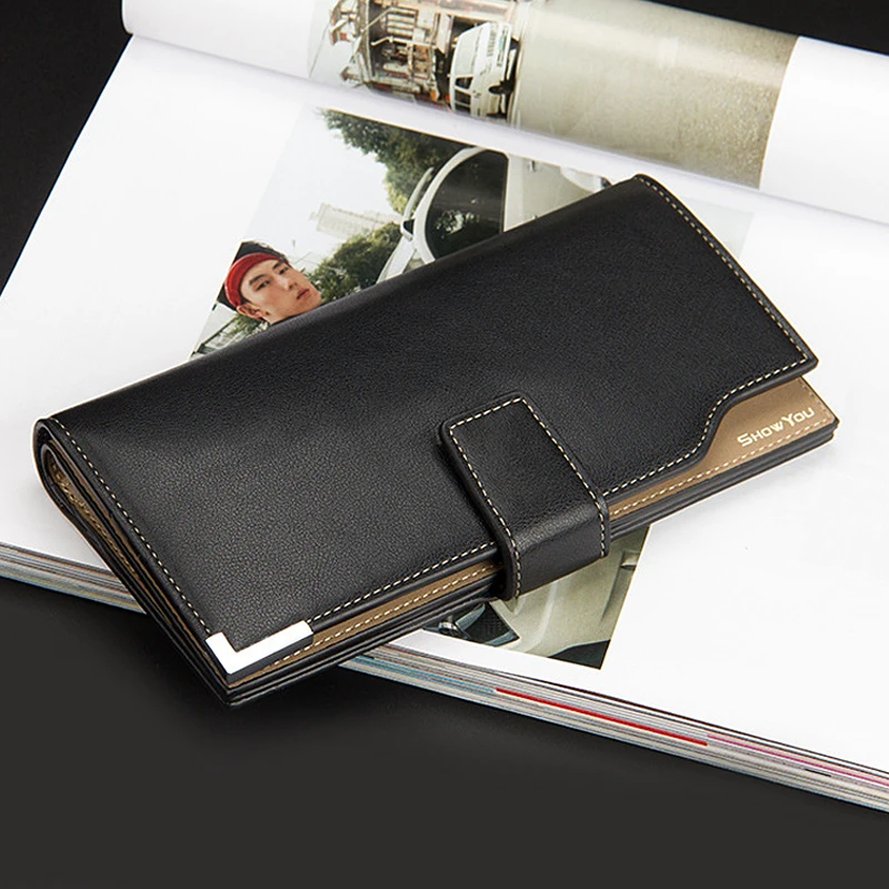 

Hot Sale Fashion New Design Men Long Wallets 3 Fold Busness Casual Hasp Multifunctional Multi ID Credit Card Holder Purse Wallet