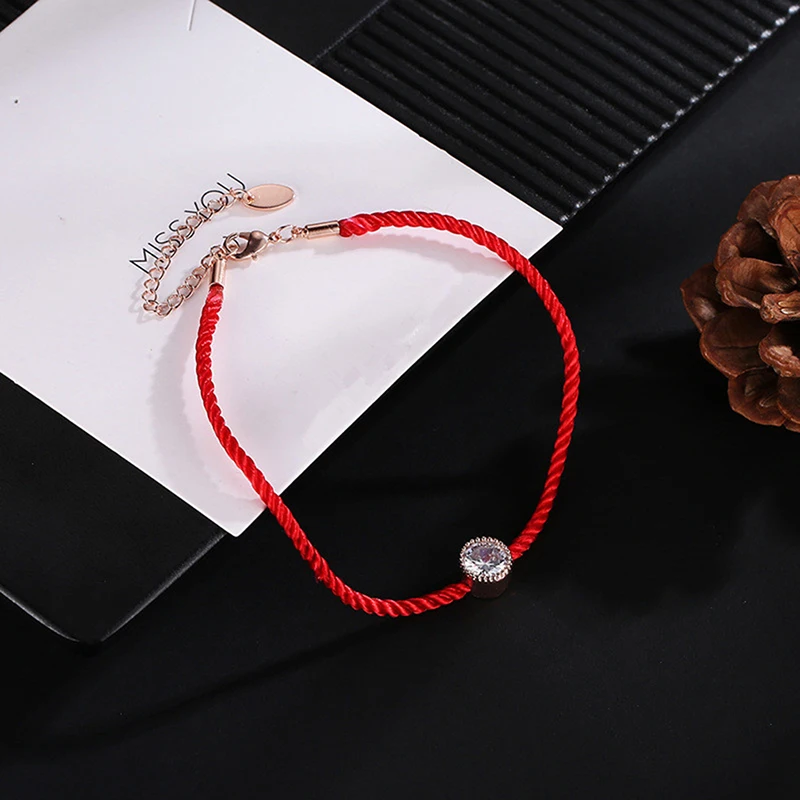 Очаровательные Кристаллы браслеты для женщин тонкая красная веревочная нить
