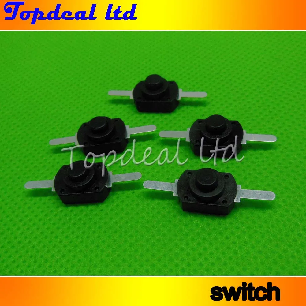 100pcs 1A 30V DC black Latching on off mini torch push button switch