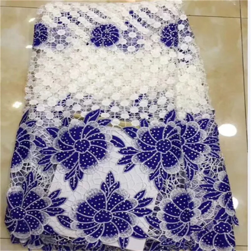

High Quality African Lace Fabric 2019 Latest African Guipure Lace with stones Nigerian cord Lace Fabric 5yards