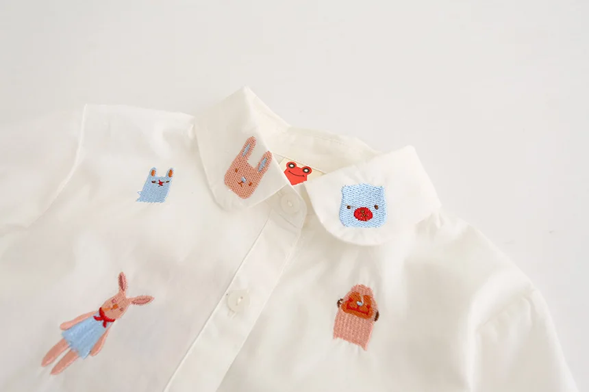 Детская одежда хлопковая рубашка с длинными рукавами и вышивкой в виде животных для девочек детское пальто
