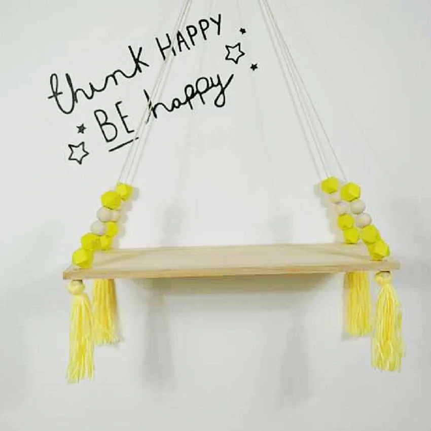 حار بيع غرفة نوم رف جدار DIY الأصلي خرزات خشبية تخزين الرف منظمة سوينغ الرف ديكور المنزل الاطفال ديكور جدار الغرف