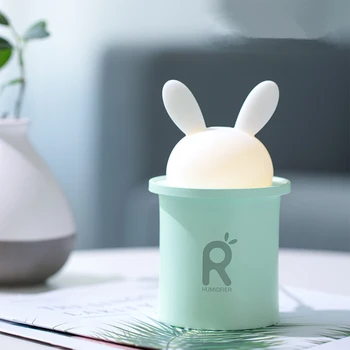 

LED Light Lamp with Ultrasonic Air Humidifier For Baby Cartoon Rabbit 250ML USB Essential Oil Diffuser Car Air Purifier