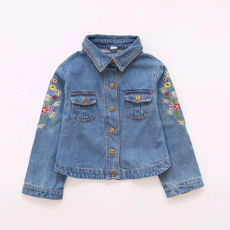 Buy girls denim coats flower embroidery jackets for