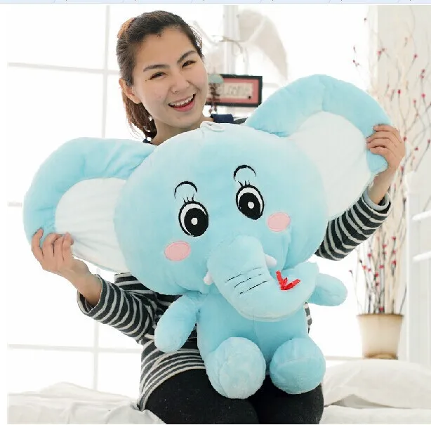 Большой новые плюшевые синий слон игрушка мягкая С Рисунком Слона Подарок Куклу около 60 см 0215