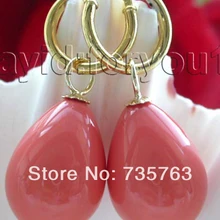 Xiuli 00161 Природный 20 мм Розовый Капельное Shell Серьги Перлы 14KGP