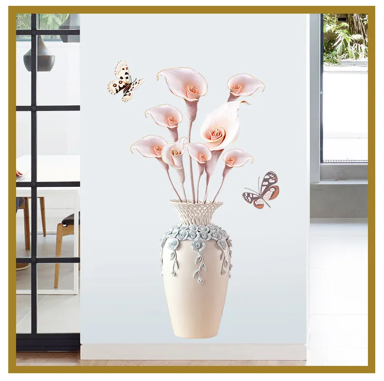 70*110 см креативная Изысканная ваза 3D обои домашний декор виниловая наклейка на стену DIY цветок украшение для гостиной ванной комнаты плакат