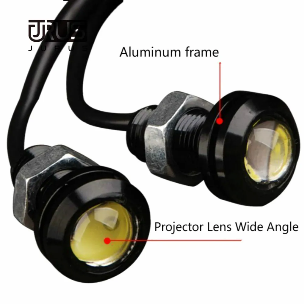 JURUS 1 шт. 18 23 мм черный/серебристый светодиод Eagle Eye COB DRL дневные ходовые огни