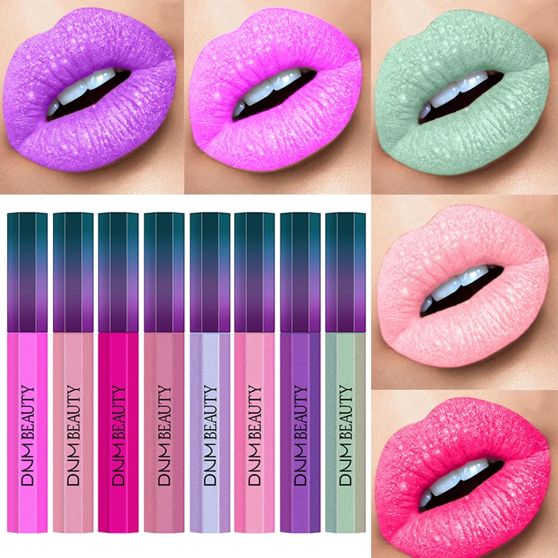 

Long Lasting Waterproof Non-stick Cup Lip Gloss Sexy Shiny 12 Shimmer Colors Diamond Metal Pearl Lip Gloss Lipstick TSLM1