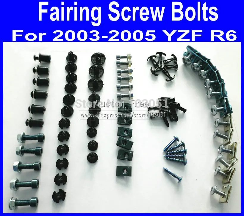 

Good Motorcycle Fairing common screw bolts kit for YAMAHA YZFR6 2003 2004 2005 YZF R6 03 04 05 aftermarket black fairings bolt s