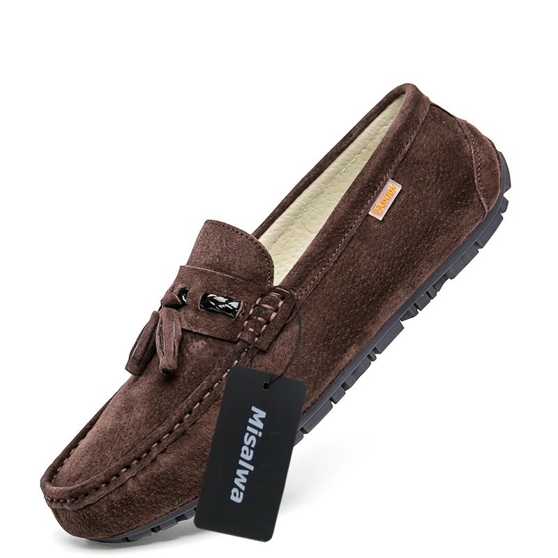 Misalwa brown Sapatos Casuais Borlas Moda Homens Zapatos gray Mocassins Apartamentos Black Da khaki Hombre Camurça rBRTwr7q