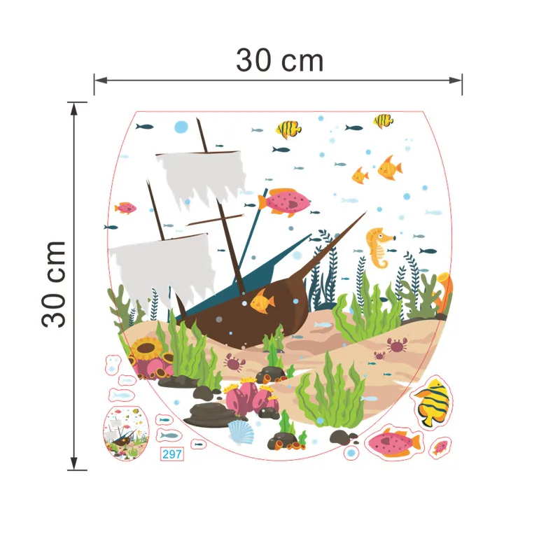 Sealife Fish Toilet Seat Stickers Home Decoration Diy Flower Underwater Scenery Mural Art Bathroom Room 3d View Pvc Wall Decal
