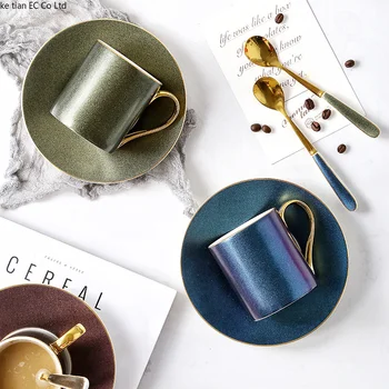 

bright starry sky coffee cup and saucer Nordic bone china gilt coffee cup and saucer spoon English afternoon tea red cup