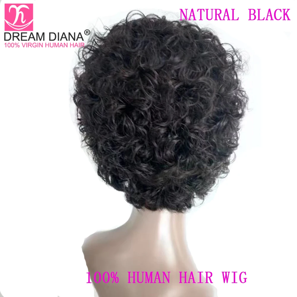 Dream Diana малазийские парики из вьющихся волос парики Реми 8 "Короткие вьющиеся человеческие волосы парики для черных женщин 100% человеческие