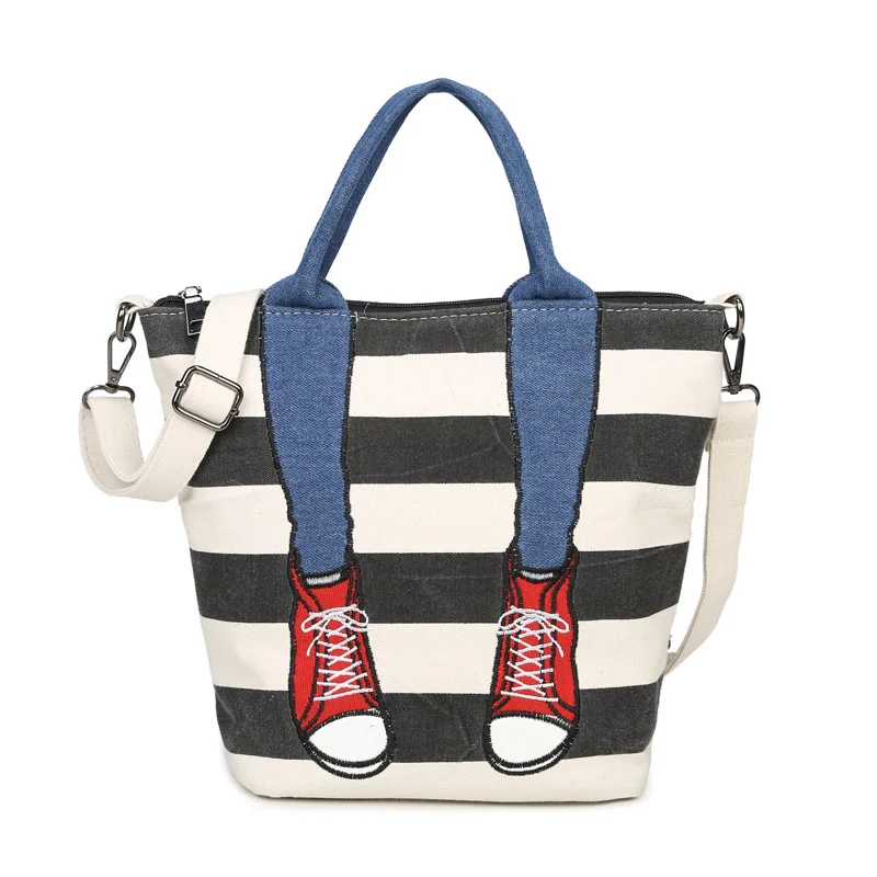 

Fashion Legs Cute Striped Handbag Designer High-grade Material Canvas Multifunction Bags Big Size Women Shoulder Bags Sg81