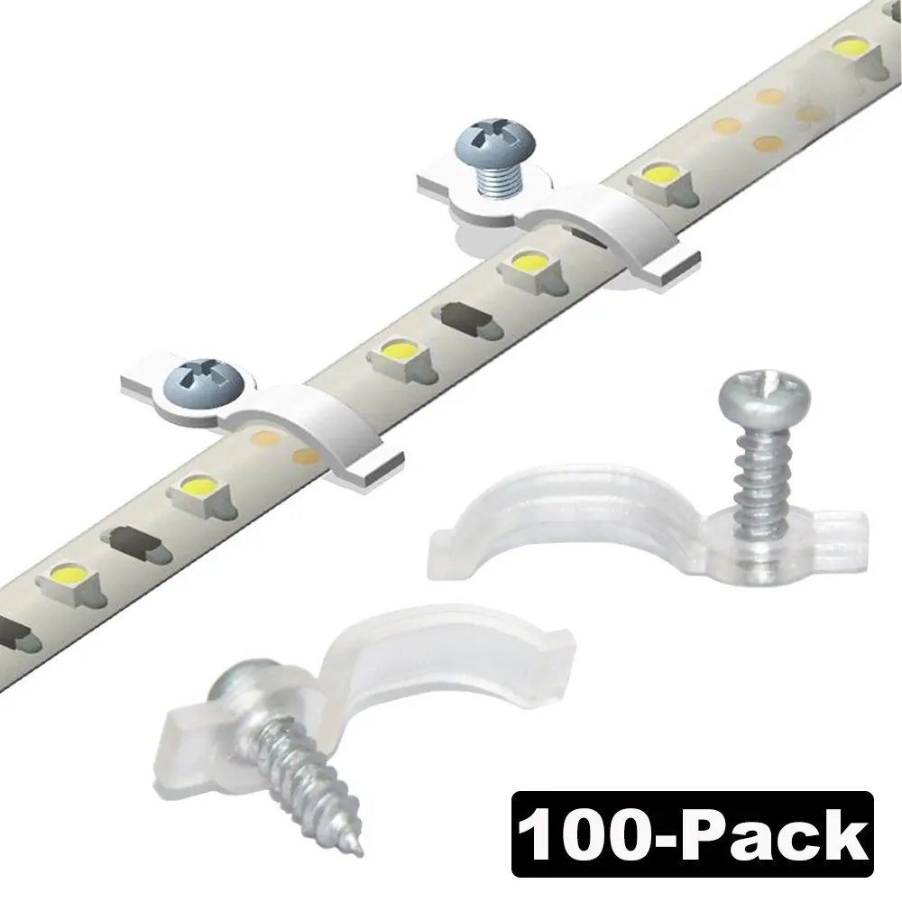 100 Pack Strip Light Mounting Brackets,Fixing Clips,One Side Fixing,100