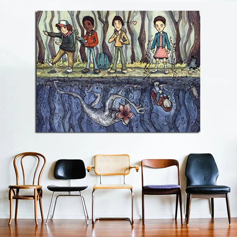 

Stranger Things Upside Down Funny Anime Wallpaper Art Canvas Poster Painting Wall Picture Print Home Bedroom Decoration Artwork