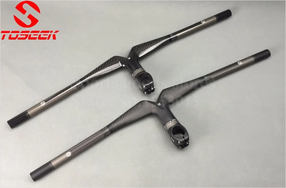 cheap Toseek Full Carbon Fiber T800 28.6mm Handlebar Bent Bar Mountain Bicycle Integrated Matt Handlebar 3K MTB Handlebars Bike Parts
