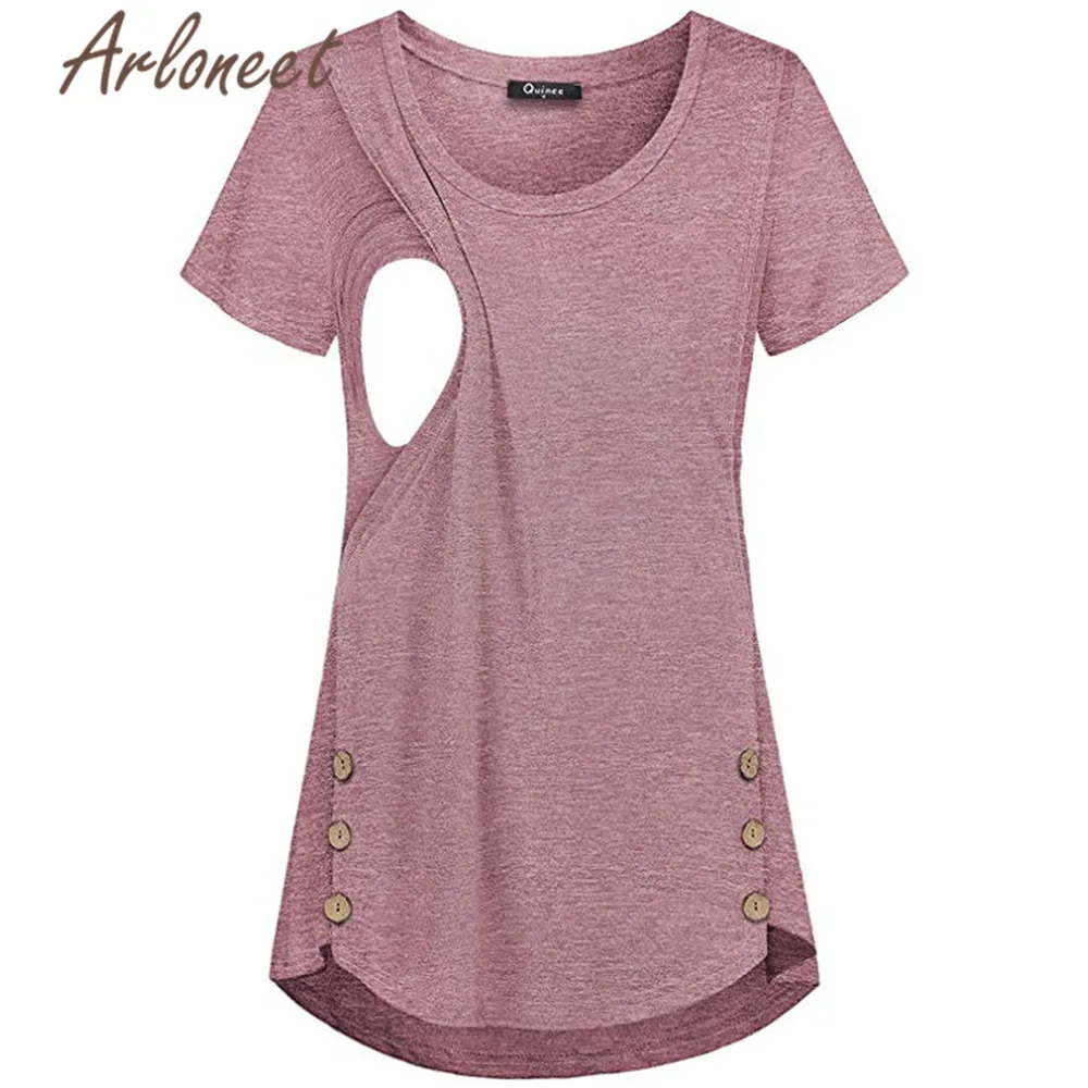 PK Одежда arloneet Женские топы для беременных блузка с коротким рукавом большой размер Грудное вскармливание Nusring Летняя женская одежда для беременных - Цвет: PK