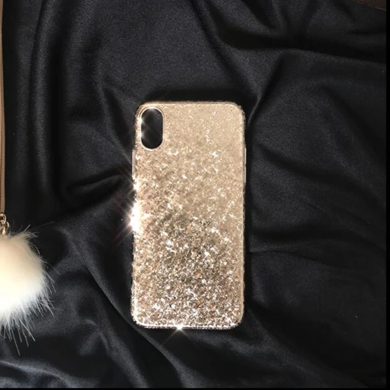 

BINYEAE Phone Cases For Coque iPhone 6 6S 7 8 Plus X Case Luxury Bling Glitter Fashion Hard PC Back Cover For iPhone X Case Gold