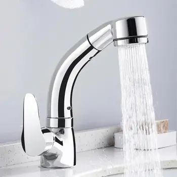 

robinet salle de bain Copper Bathroom Sink Faucet Lift and Pull One-Handle Kitchen Water-Tap Basin Mixer Tap G1/2" sink faucet