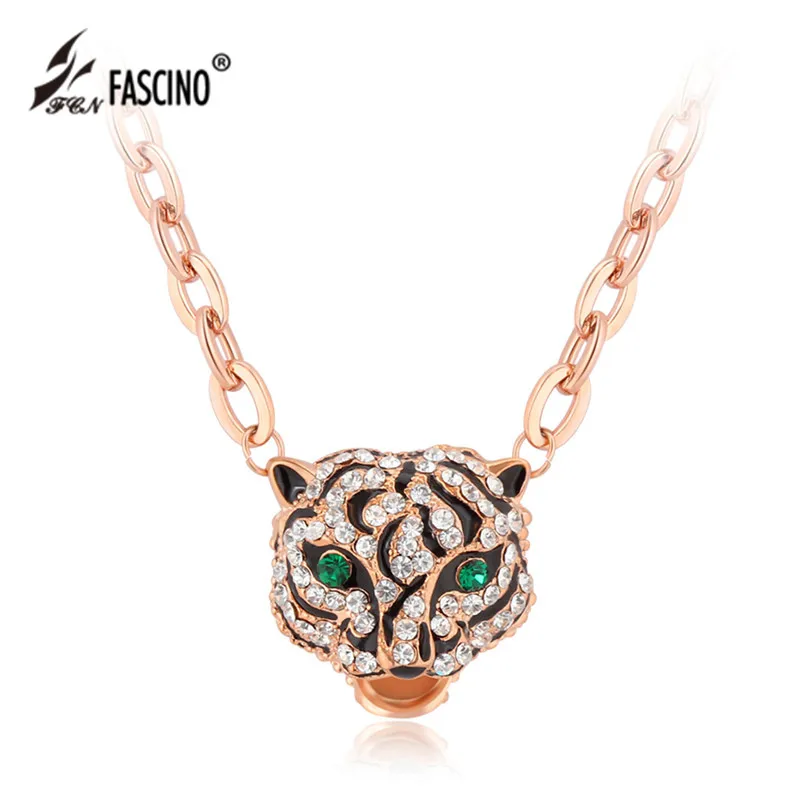 Женщины choker ожерелье роуз золотой кристалл горный хрусталь тигр леопард